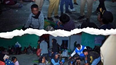Bupati dan Wakil Bupati Karo Bersama Forkopimda Makan Malam Bersama Pengungsi Erupsi Gunung Sinabung